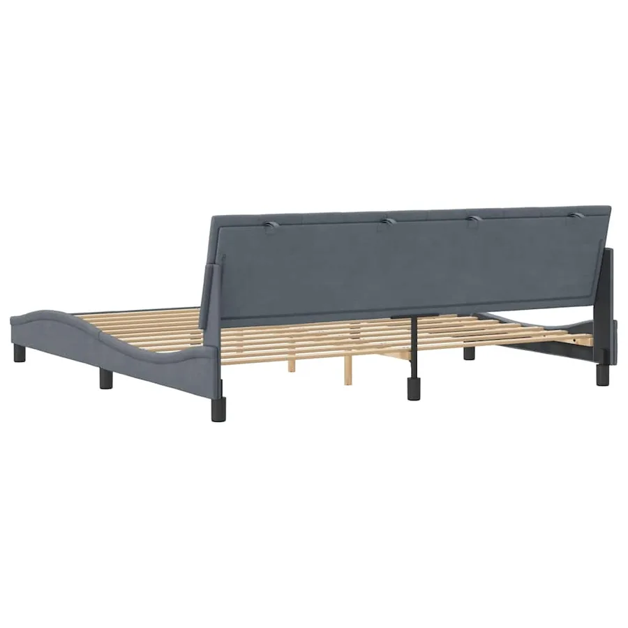 Cadre de lit sans matelas Hanko gris foncé 200x200 cm velours - 7