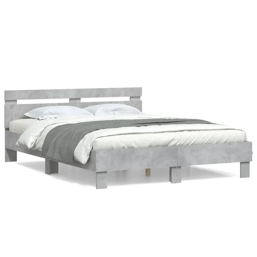 Cadre de lit sans matelas gris béton 140x200 cm - 2