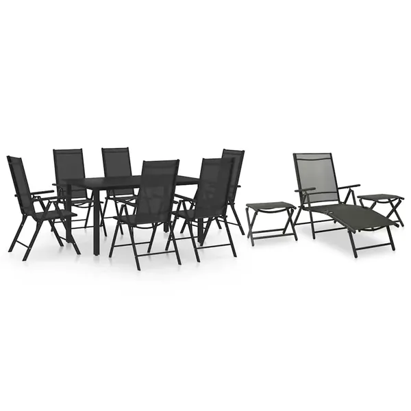 Ensemble à manger de jardin 10 pcs noir et anthracite
