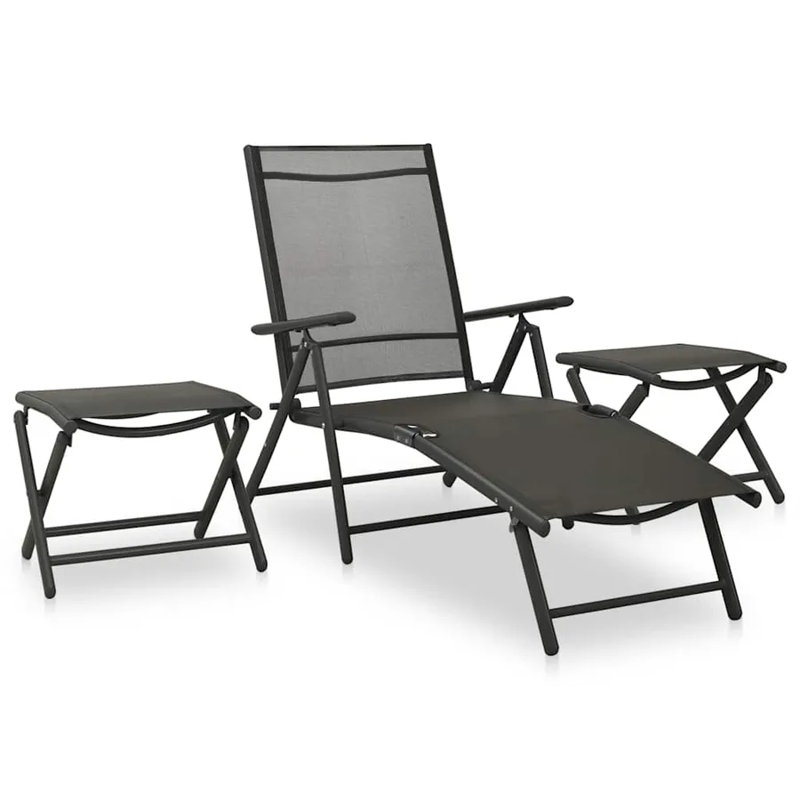 Ensemble à manger de jardin 10 pcs noir et anthracite - 4