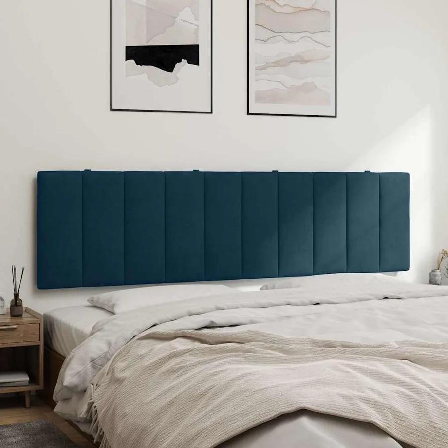 Coussin de tête de lit Hanko bleu 180 cm velours - 4