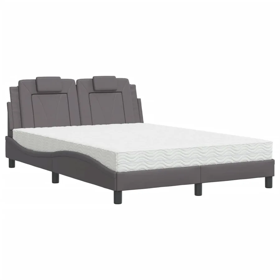 Lit Viana avec matelas gris 120x200 cm similicuir - 2