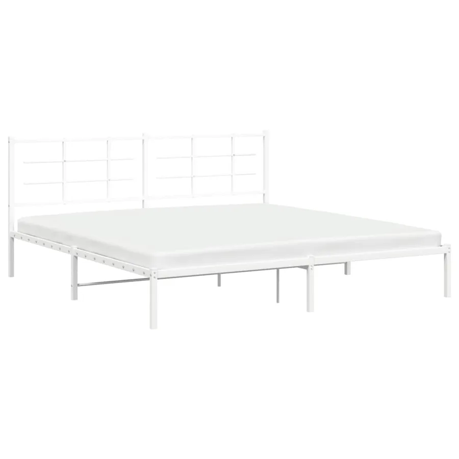 Cadre de lit métal sans matelas et tête de lit blanc 200x200 cm - 4