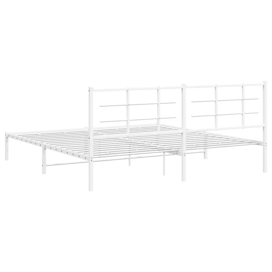 Cadre de lit métal sans matelas et tête de lit blanc 200x200 cm - 7