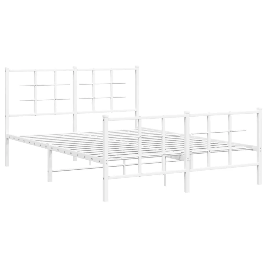 Cadre de lit métal sans matelas et pied de lit blanc 140x200 cm - 3