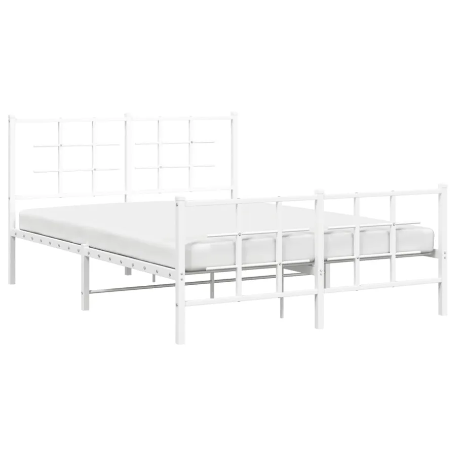 Cadre de lit métal sans matelas et pied de lit blanc 140x200 cm - 4