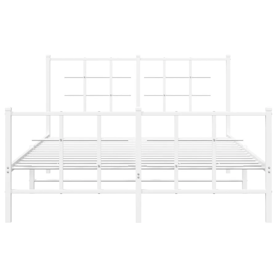 Cadre de lit métal sans matelas et pied de lit blanc 140x200 cm - 5