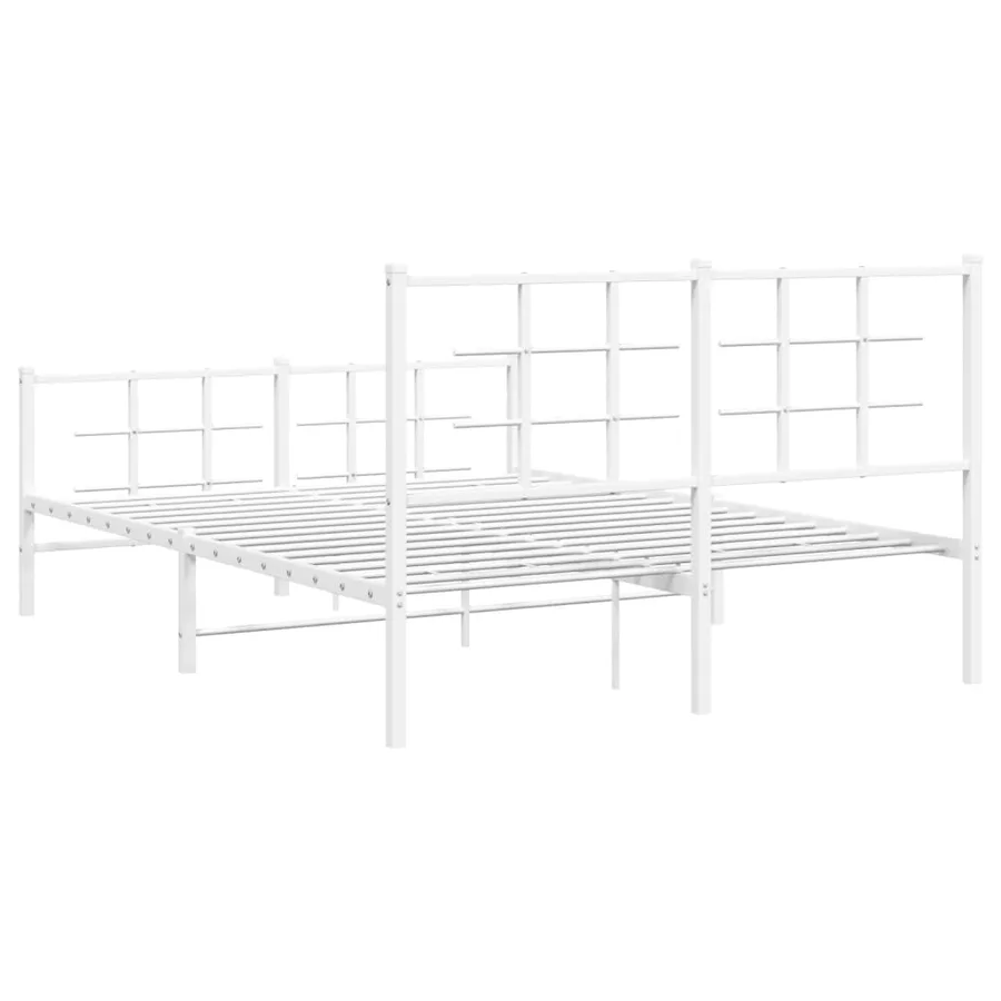 Cadre de lit métal sans matelas et pied de lit blanc 140x200 cm - 7