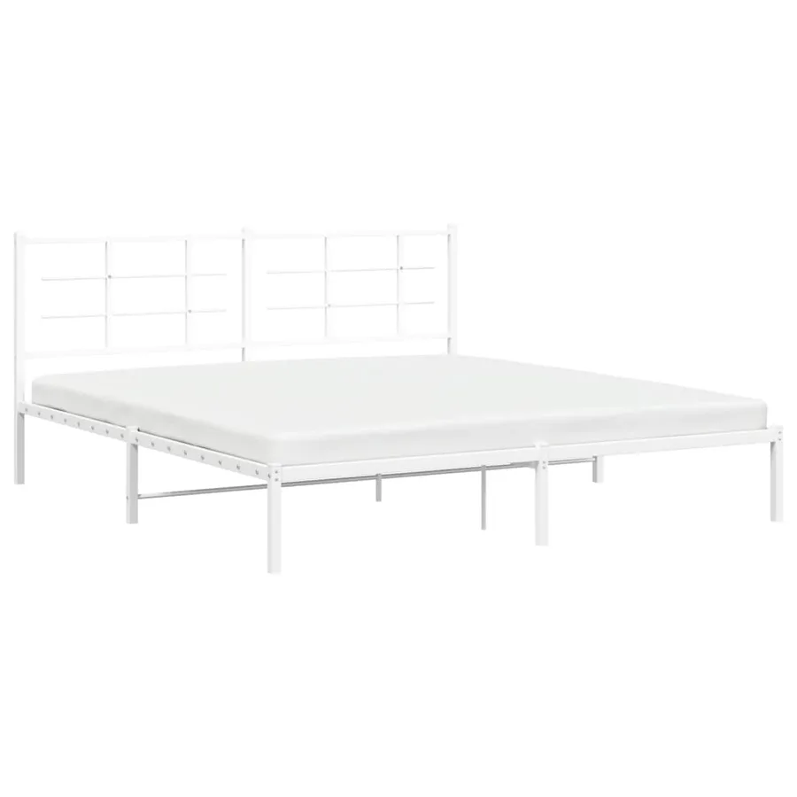 Cadre de lit métal sans matelas et tête de lit blanc 183x213 cm - 4