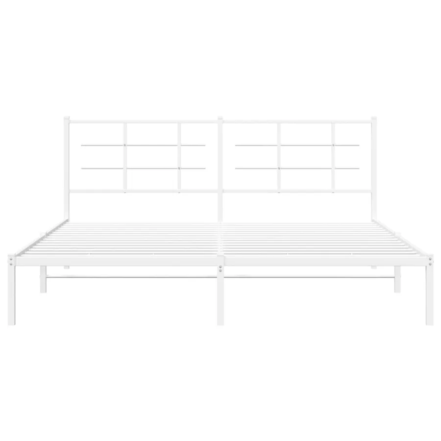 Cadre de lit métal sans matelas et tête de lit blanc 183x213 cm - 5