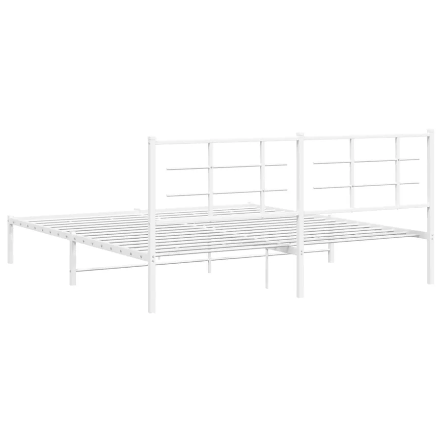Cadre de lit métal sans matelas et tête de lit blanc 183x213 cm - 7