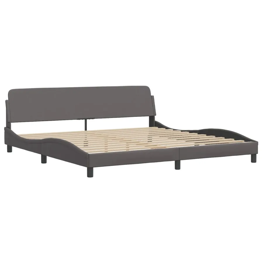 Lit Viana avec matelas gris 200x200 cm similicuir - 4