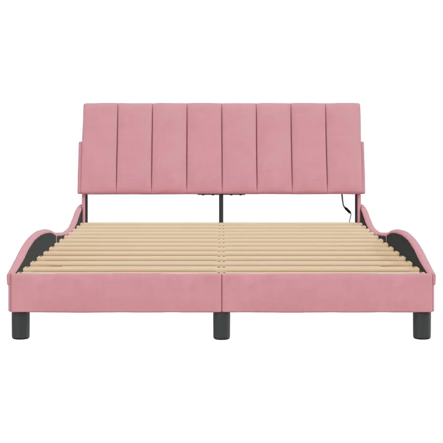 Cadre de lit avec LED sans matelas Hanko rose 120x200 cm velours - 6