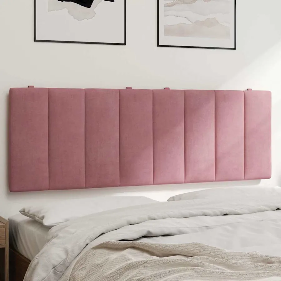Coussin de tête de lit Hanko rose 120 cm velours