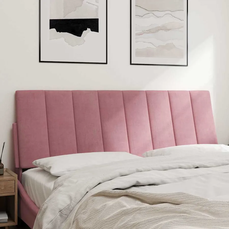 Coussin de tête de lit Hanko rose 120 cm velours - 3
