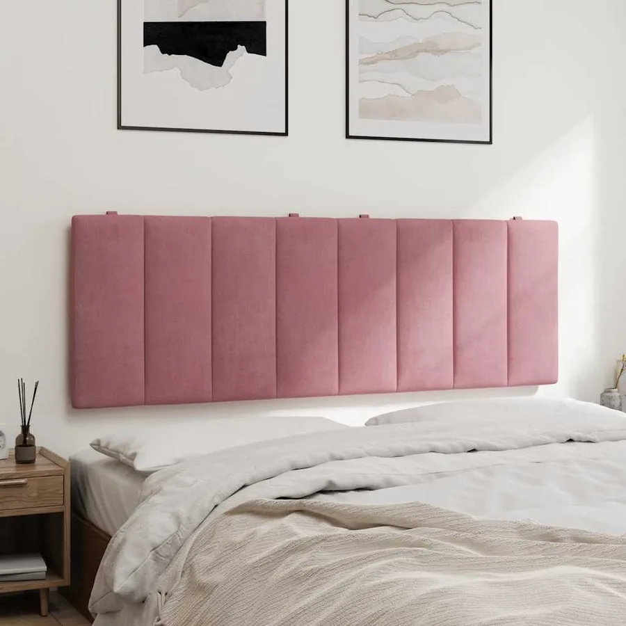 Coussin de tête de lit Hanko rose 120 cm velours - 4