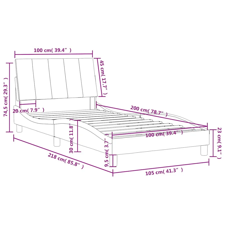 Lit avec matelas Hanko bleu 100x200 cm velours - 11