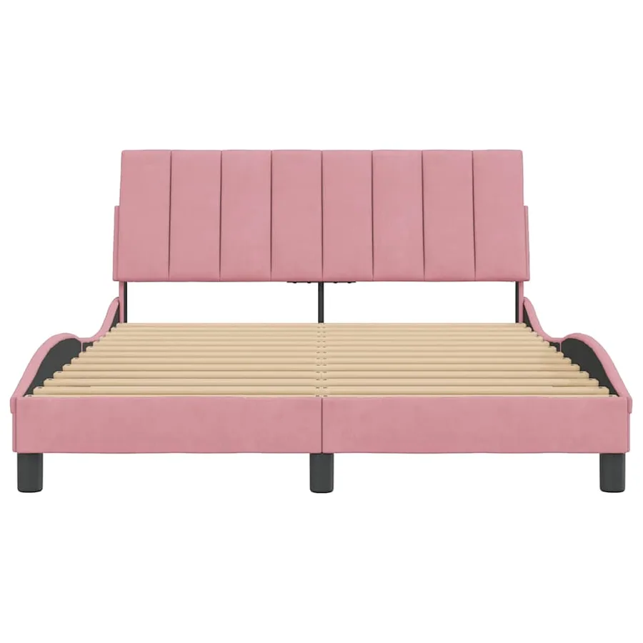 Cadre de lit sans matelas Hanko rose 120x200 cm velours - 5
