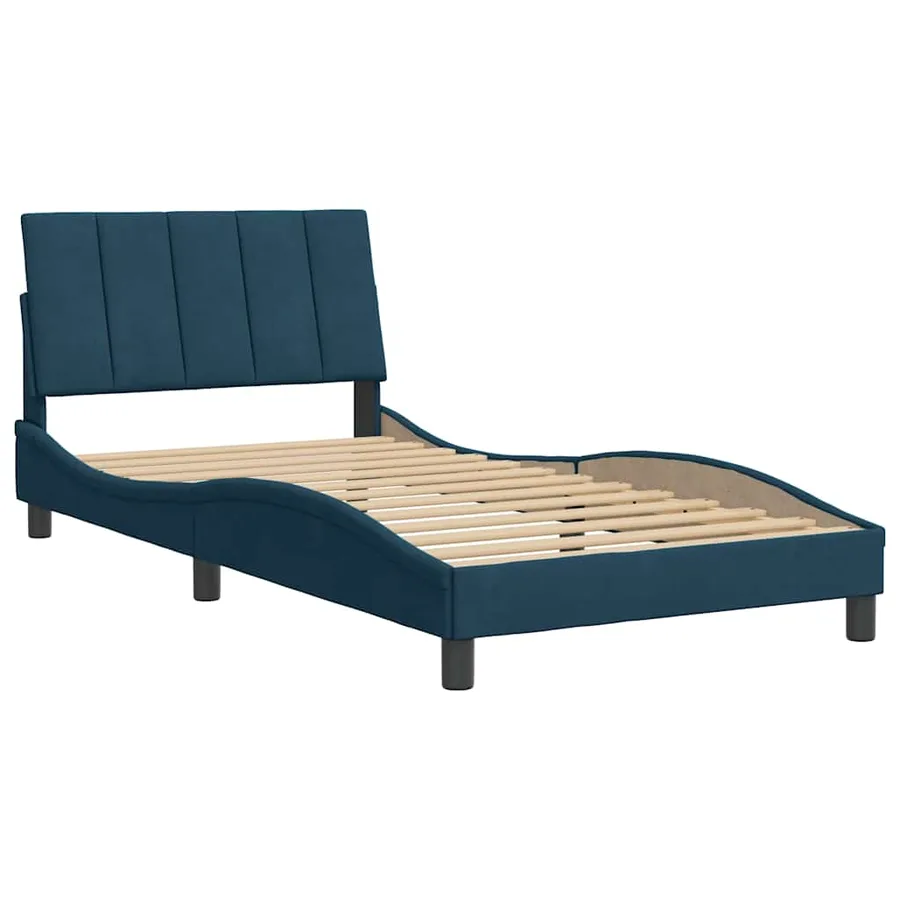Cadre de lit sans matelas Hanko bleu 100x200 cm velours - 3