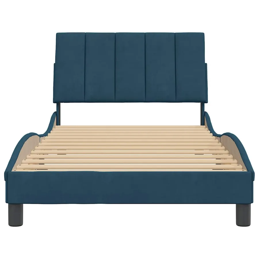 Cadre de lit sans matelas Hanko bleu 100x200 cm velours - 5