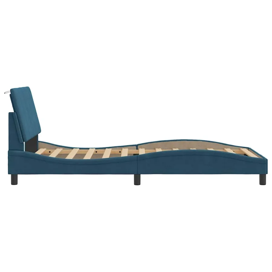 Cadre de lit sans matelas Hanko bleu 100x200 cm velours - 7