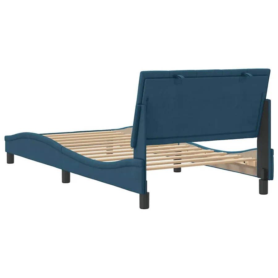 Cadre de lit sans matelas Hanko bleu 100x200 cm velours - 8