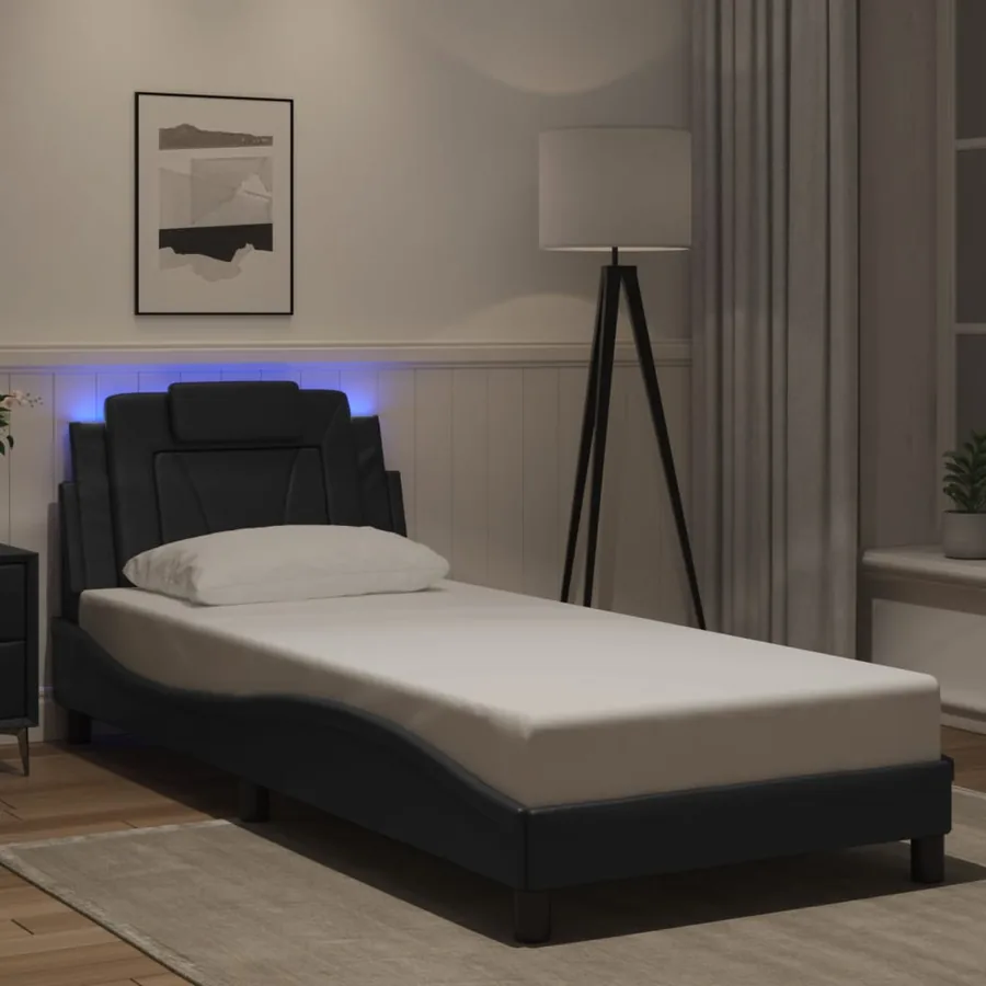 Cadre de lit Viana avec LED sans matelas noir 80x200 cm