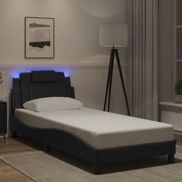 Cadre de lit Viana avec LED sans matelas noir 80x200 cm