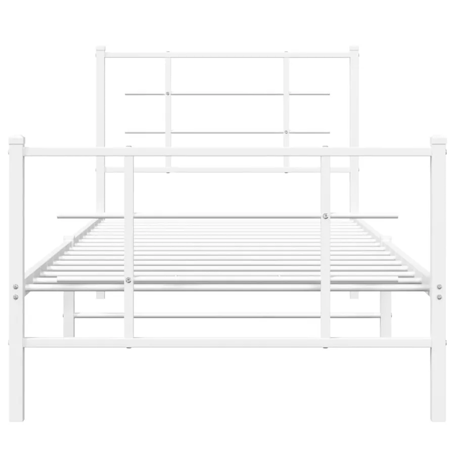 Cadre de lit métal sans matelas avec pied de lit blanc 90x190cm - 5
