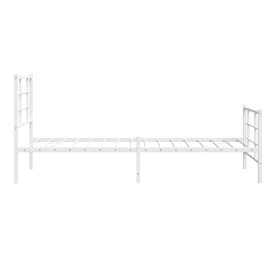 Cadre de lit métal sans matelas avec pied de lit blanc 90x190cm - 6