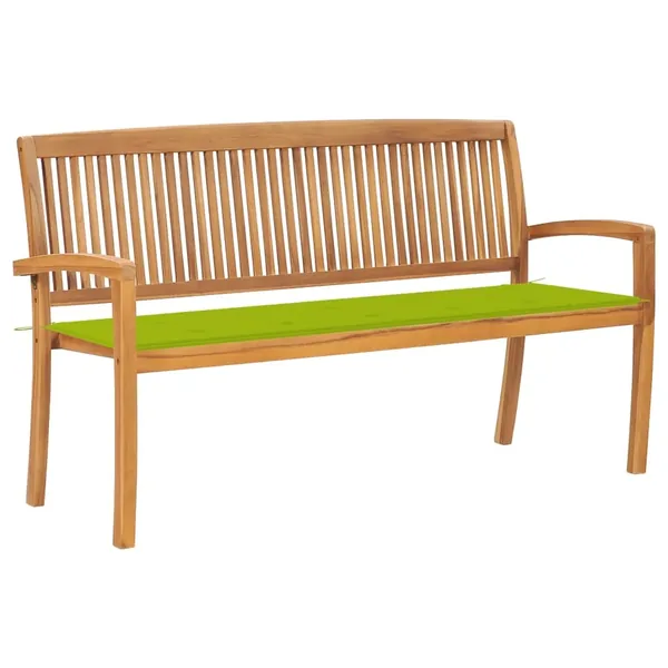 Banc de jardin empilable et coussin 159 cm Bois de teck massif