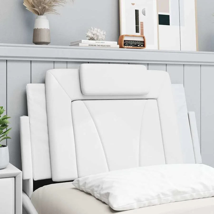Coussin de tête de lit Viana blanc 90 cm similicuir - 4