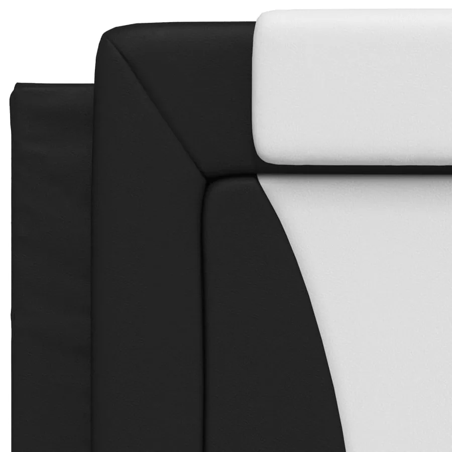 Lit Viana avec matelas noir et blanc 90x190 cm similicuir - 7