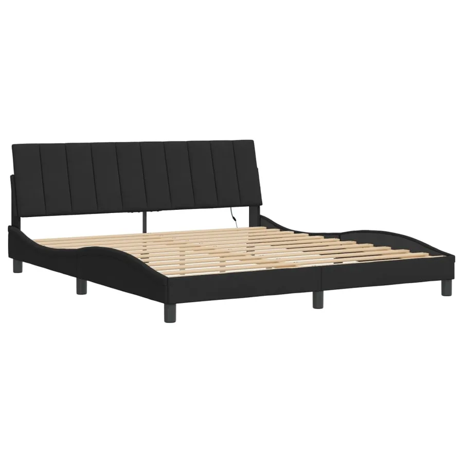 Cadre de lit avec LED sans matelas Hanko noir 180x200 cm velours - 3