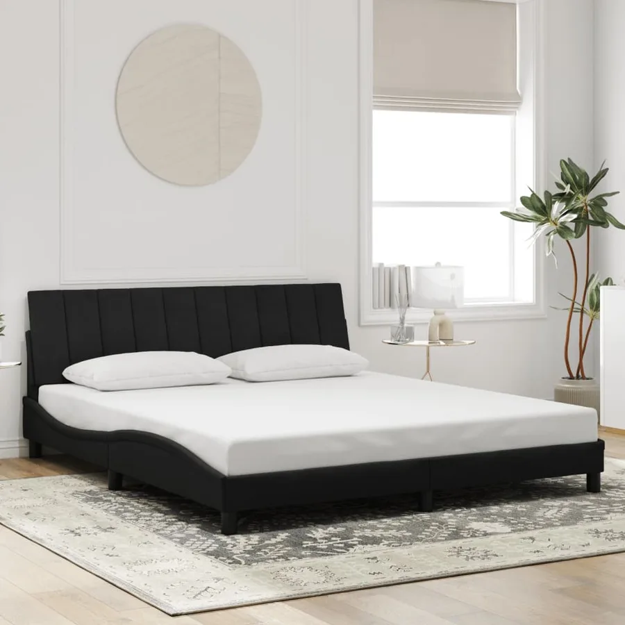 Cadre de lit avec LED sans matelas Hanko noir 180x200 cm velours - 4