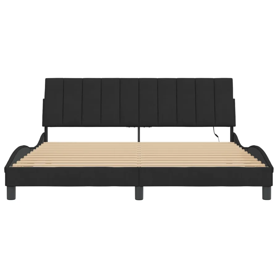Cadre de lit avec LED sans matelas Hanko noir 180x200 cm velours - 6