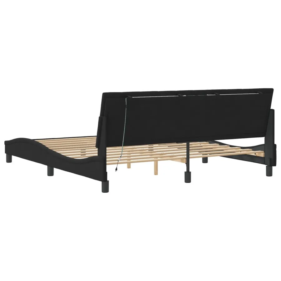 Cadre de lit avec LED sans matelas Hanko noir 180x200 cm velours - 8