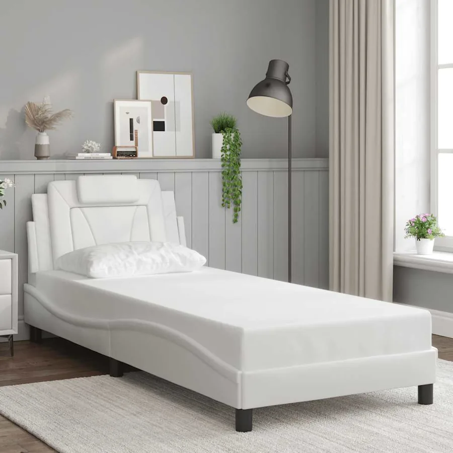 Cadre de lit Viana sans matelas blanc 90x190 cm similicuir