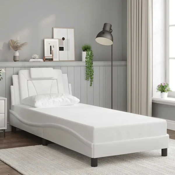 Cadre de lit Viana sans matelas blanc 90x190 cm similicuir