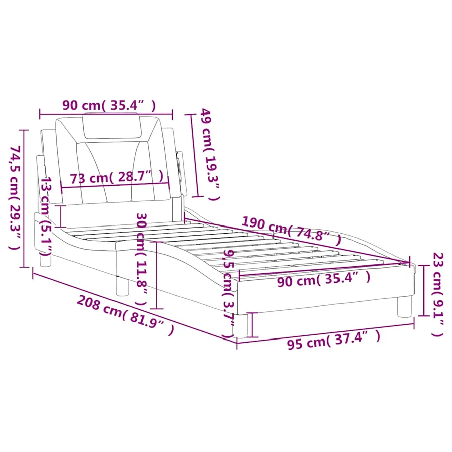 Cadre de lit Viana sans matelas blanc 90x190 cm similicuir - 12