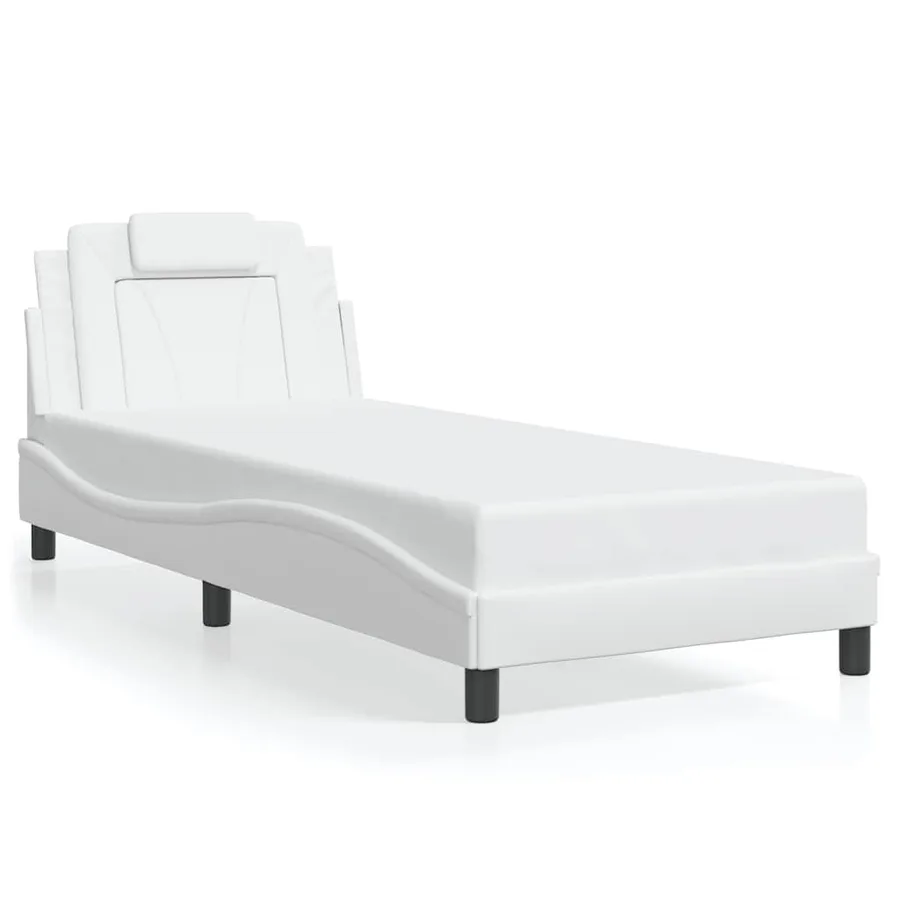 Cadre de lit Viana sans matelas blanc 90x190 cm similicuir - 2