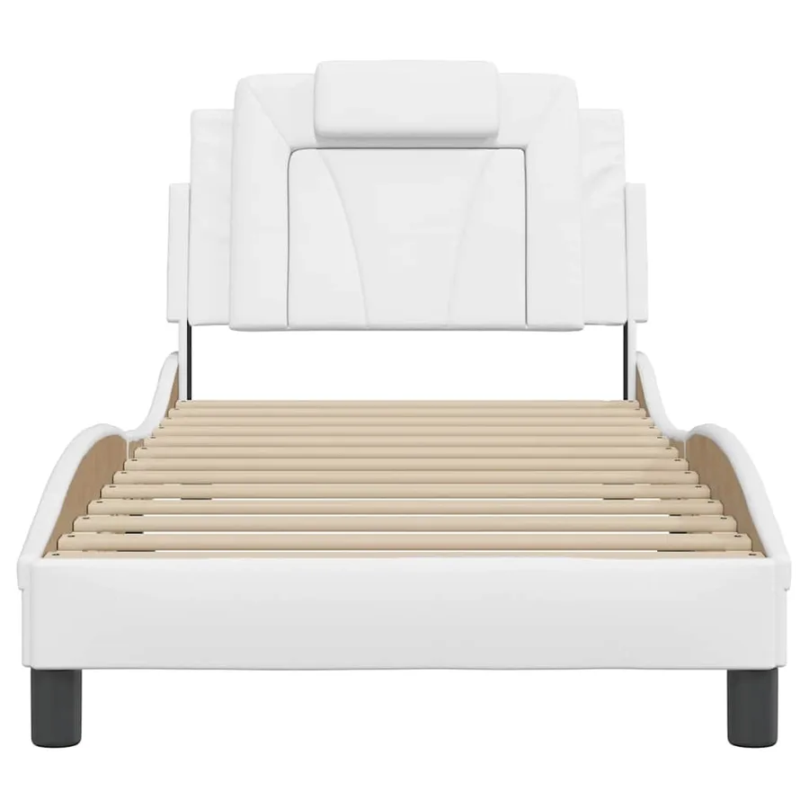 Cadre de lit Viana sans matelas blanc 90x190 cm similicuir - 4