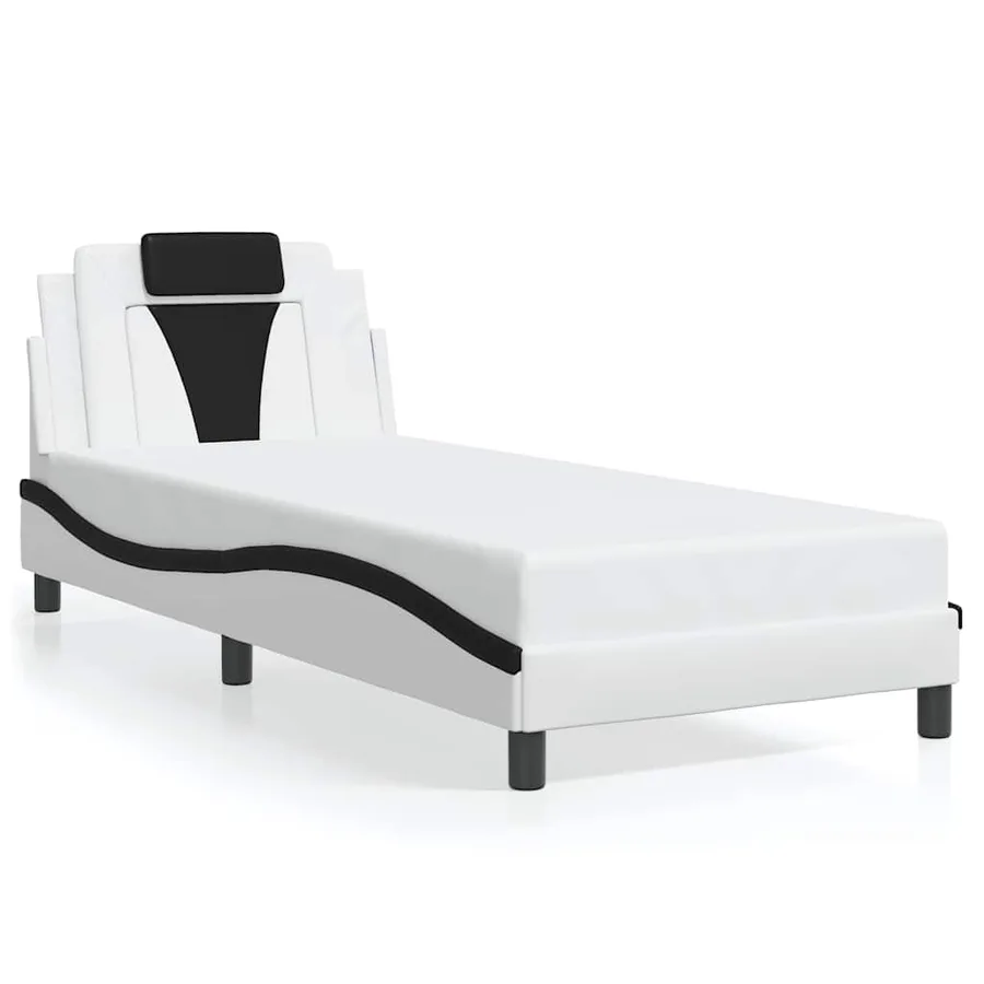 Cadre de lit Viana sans matelas blanc et noir 90x200 cm similicuir - 2