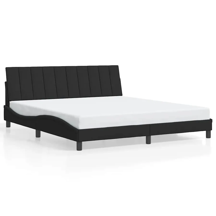 Cadre de lit sans matelas Hanko noir 180x200 cm velours - 2