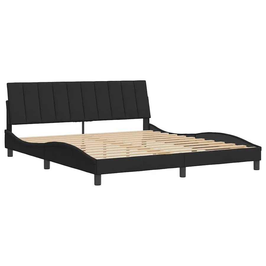 Cadre de lit sans matelas Hanko noir 180x200 cm velours - 3