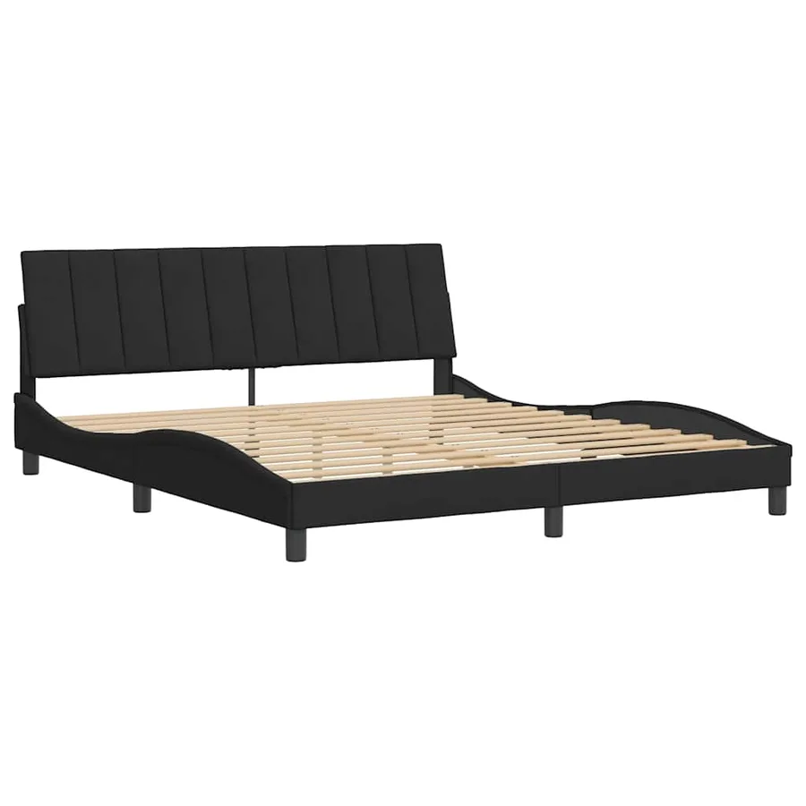 Cadre de lit sans matelas Hanko noir 180x200 cm velours - 4