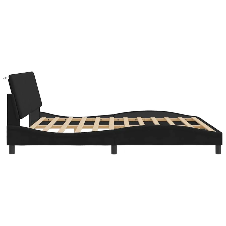 Cadre de lit sans matelas Hanko noir 180x200 cm velours - 6
