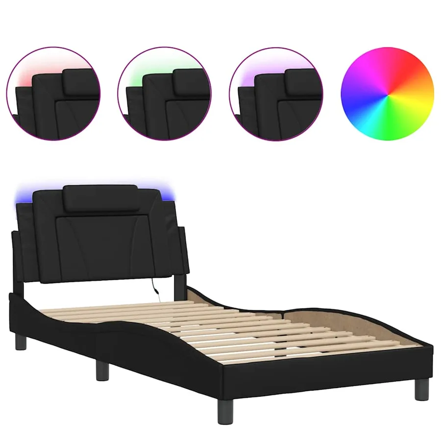 Cadre de lit Viana avec LED sans matelas noir 100x200 cm - 2