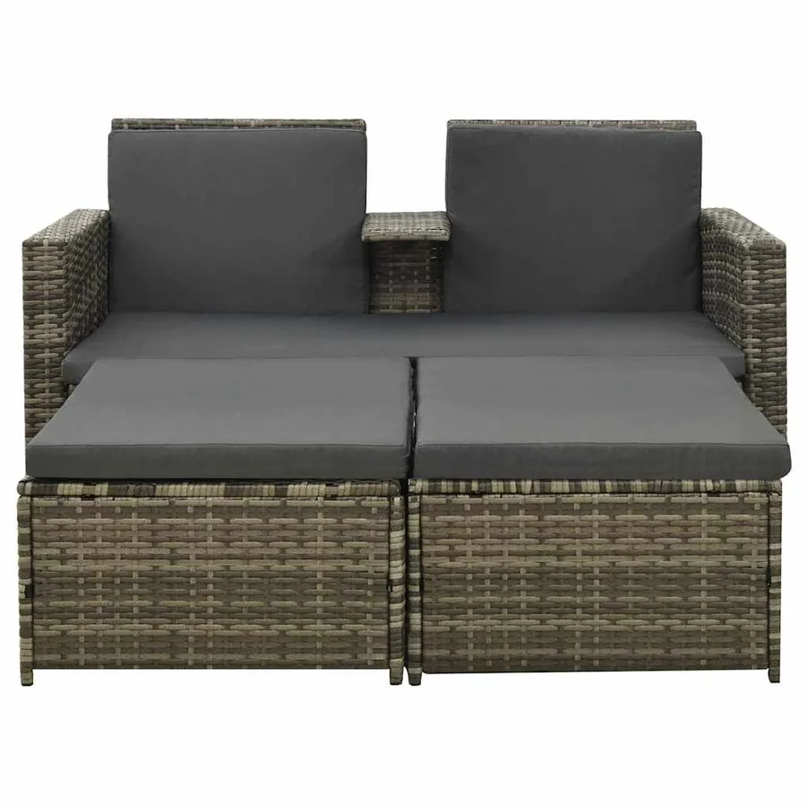 Salon de jardin 3 pcs avec coussins Résine tressée Gris - 2