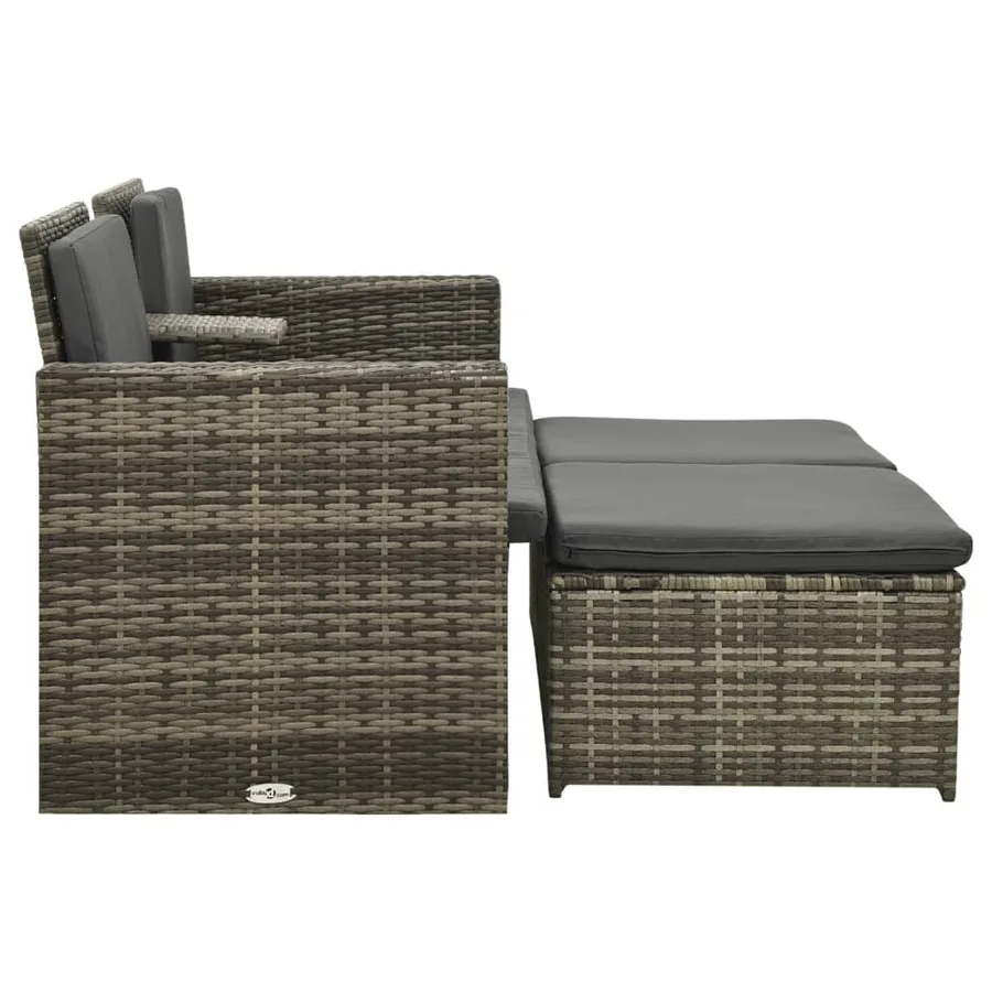 Salon de jardin 3 pcs avec coussins Résine tressée Gris - 3